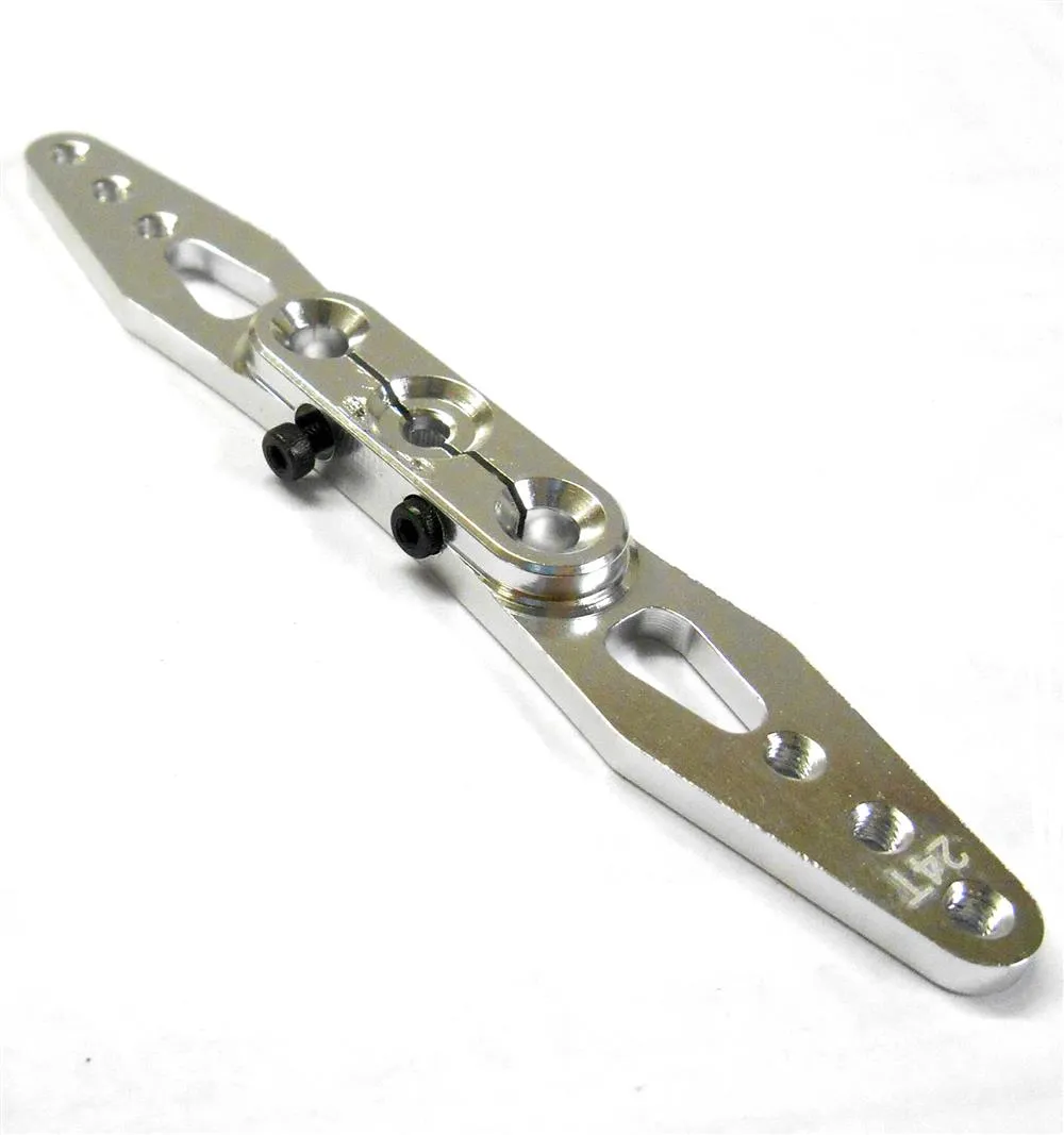 HS451084 1/8 Throttle Alloy Servo Horn Arm 24 Teeth Tooth 24T Double Silver 95mm