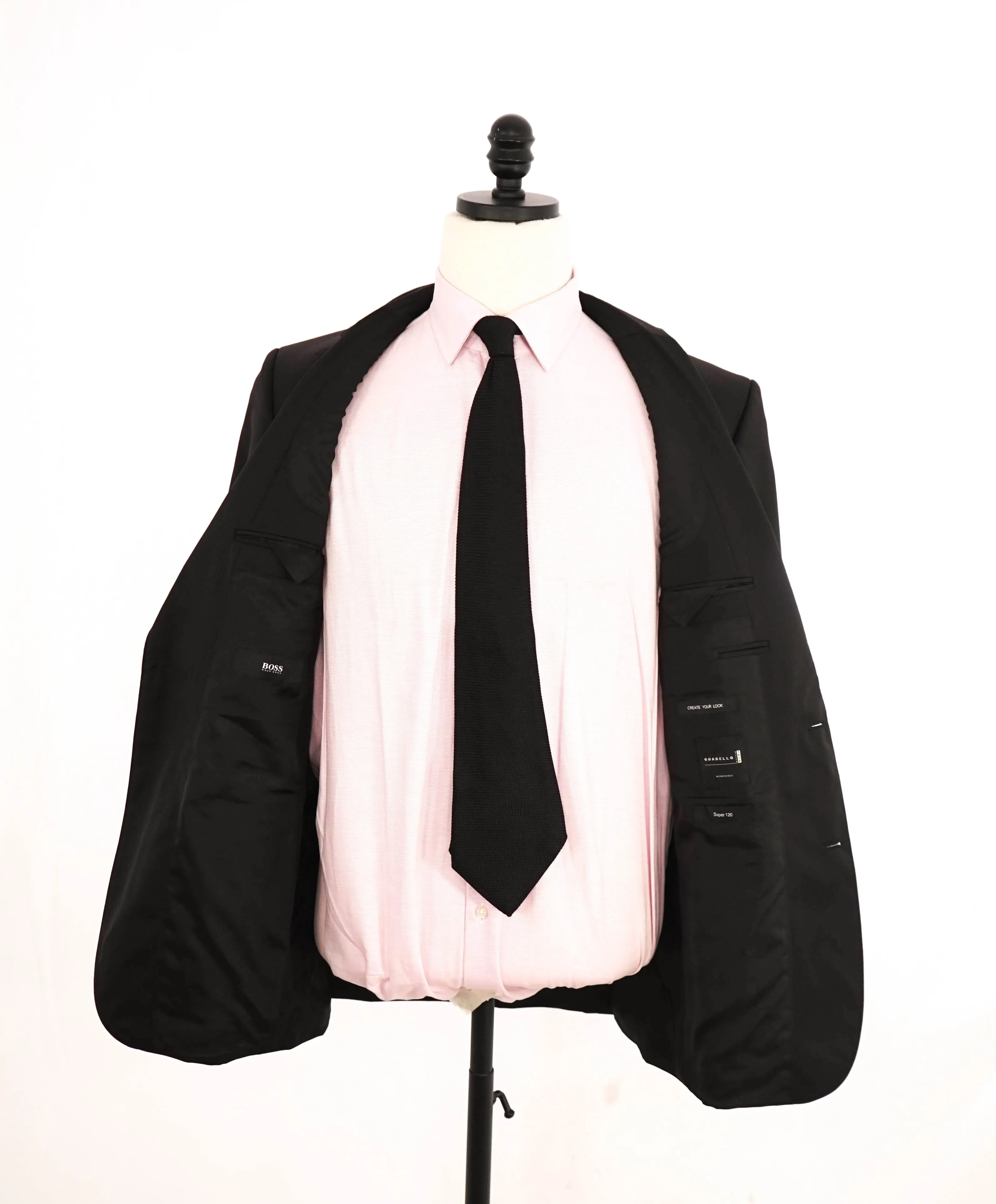 HUGO BOSS - "GUABELLO" Italian Fabric Solid Black SLIM Blazer 1-Pc - 38R