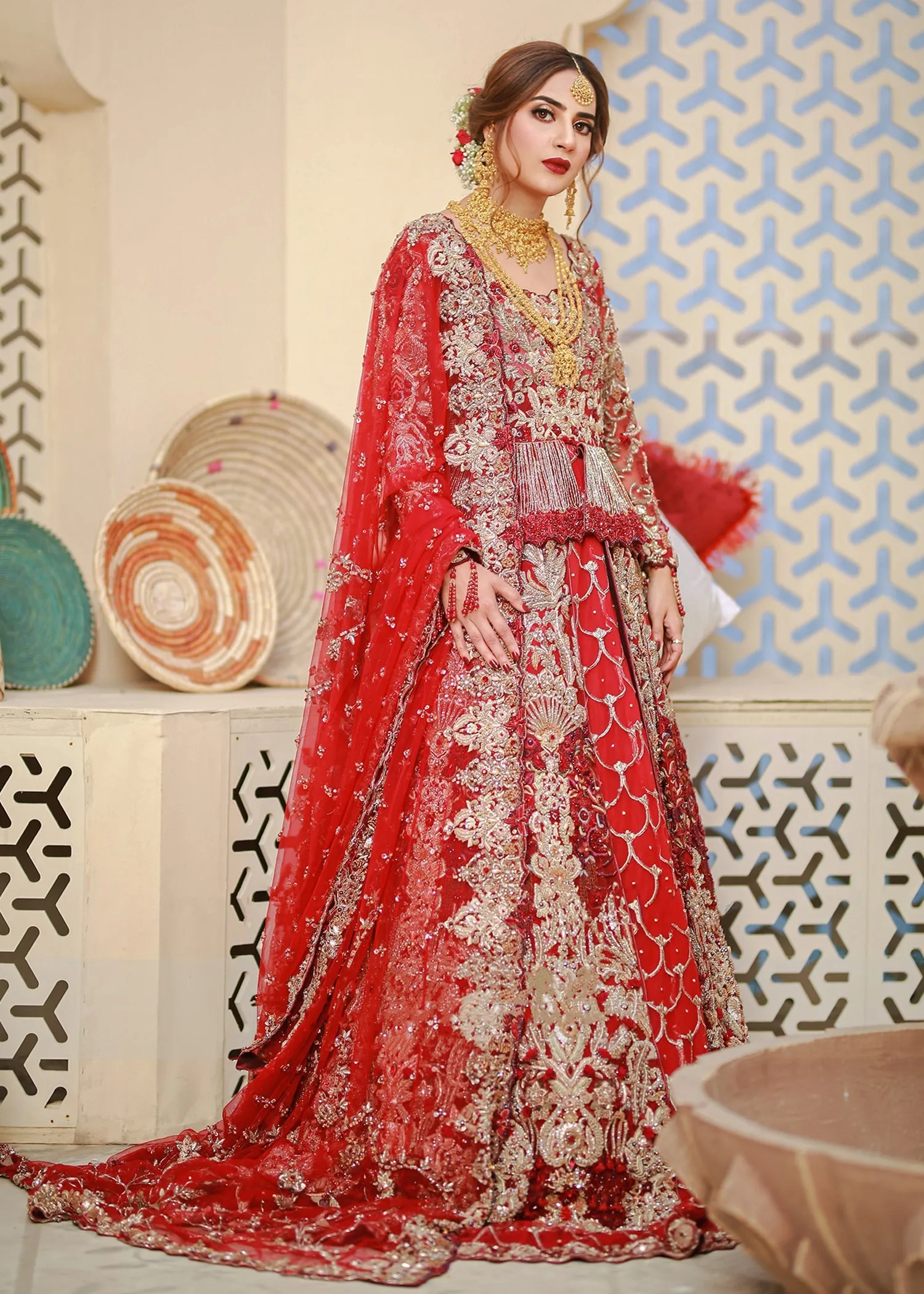 Indian Red Bridal Lehenga Choli Designer Dress #BN1203