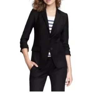 J. Crew 100% Black Wool Lining  Super‎ 120s Two Button Blazer - Sz 8