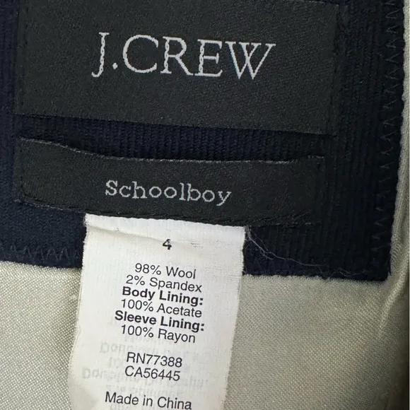 J. Crew Classic Schoolboy Wool Blazer in Navy Style 28233 Size 4