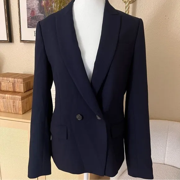 J. CREW Dover Blazer Navy‎ Blue Double Breasted DoverBlazer Suit Jacket Size 8