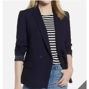J. CREW Dover Blazer Navy‎ Blue Double Breasted DoverBlazer Suit Jacket Size 8