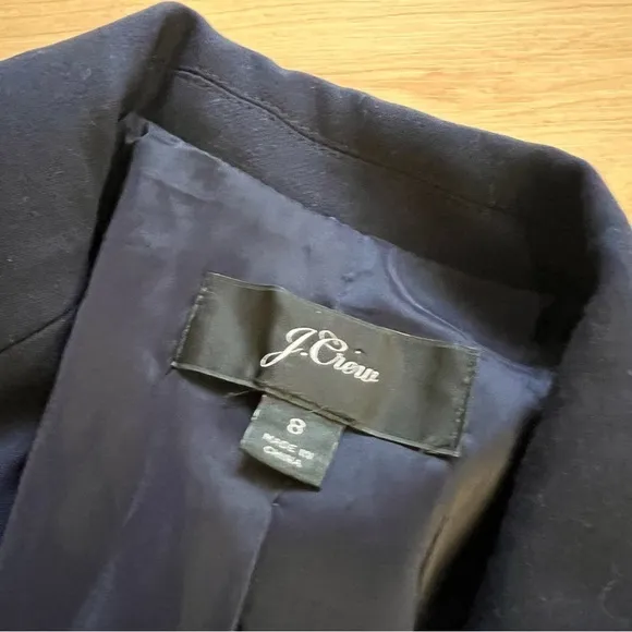 J. CREW Dover Blazer Navy‎ Blue Double Breasted DoverBlazer Suit Jacket Size 8