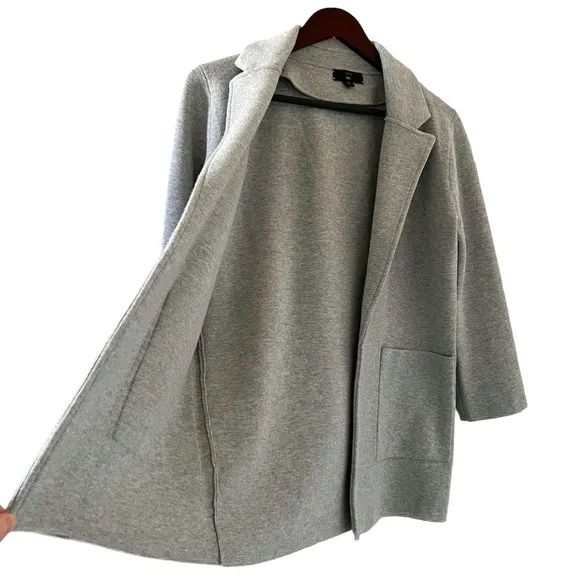 J. Crew Sophie Open Front Merino Wool Blend Sweater Blazer In Light Gray Size XS