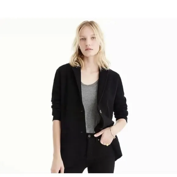 J. Crew Womens Black Merino Wool Sweater Blazer Cardigan XS