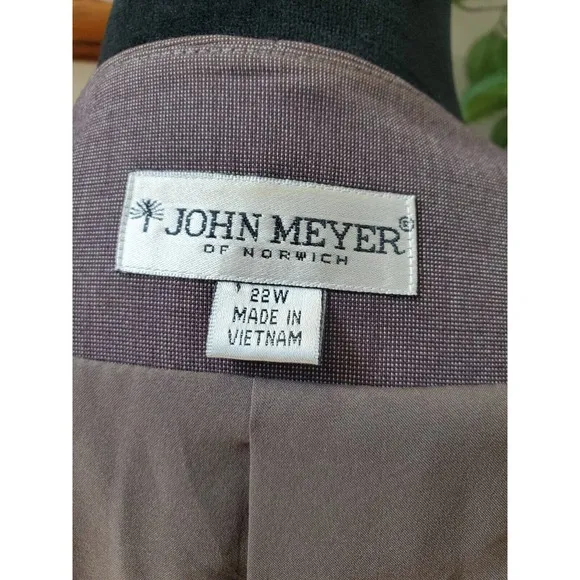 John Meyer Women Gray Polyester Single Breasted Blazer &amp; Skirt 2 Piece Suit 22W