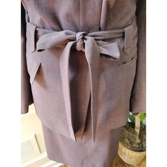 John Meyer Women Gray Polyester Single Breasted Blazer &amp; Skirt 2 Piece Suit 22W