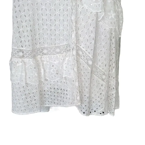 Joie Jarvee White Eyelet Lace Asymmetrical Midi Slip Skirt - 8