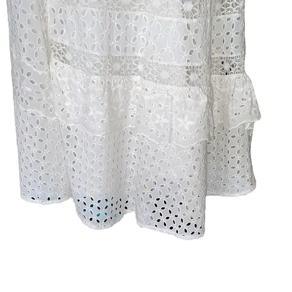 Joie Jarvee White Eyelet Lace Asymmetrical Midi Slip Skirt - 8