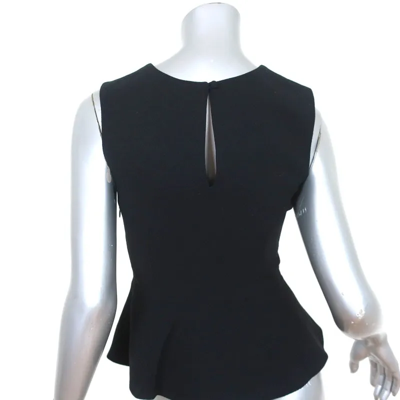 Joie Peplum Top Jourdine Black Wool Size Extra Small Sleeveless Blouse NEW