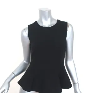 Joie Peplum Top Jourdine Black Wool Size Extra Small Sleeveless Blouse NEW