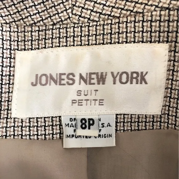 Jones New York Petite Double-Breasted Plaid Skirt Suit Size 8P
