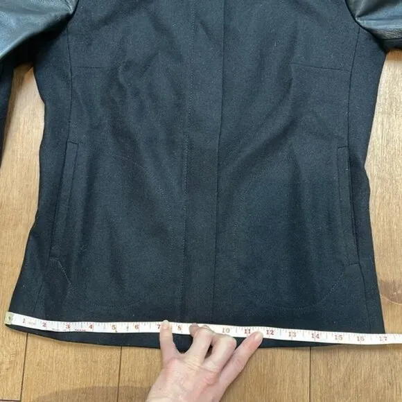 Judith &amp; Charles wool leather versatile jacket blazer US2 office to night