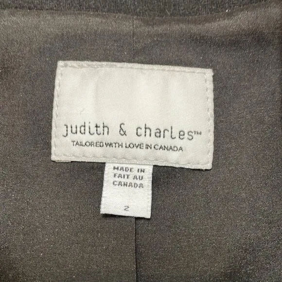 Judith &amp; Charles wool leather versatile jacket blazer US2 office to night