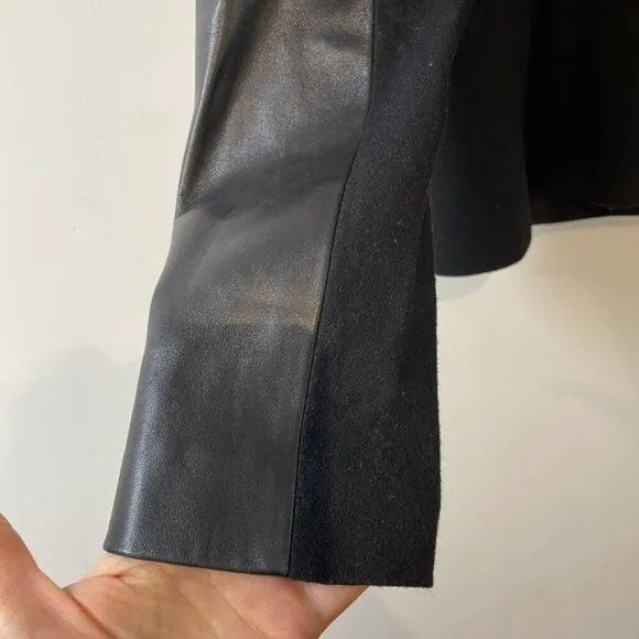 Judith &amp; Charles wool leather versatile jacket blazer US2 office to night