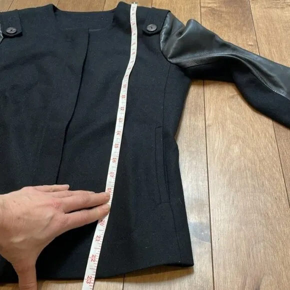 Judith &amp; Charles wool leather versatile jacket blazer US2 office to night