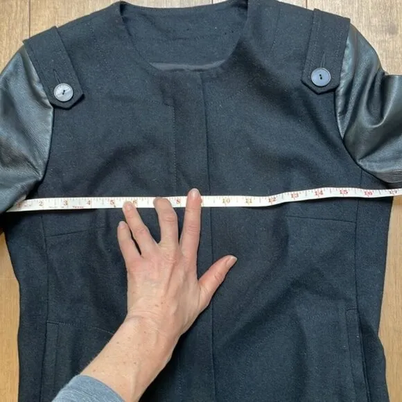 Judith &amp; Charles wool leather versatile jacket blazer US2 office to night