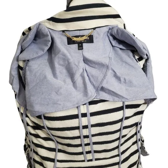 JUICY COUTURE Women's Ponte Striped Nautical Fitted Blazer Black/Cream size M