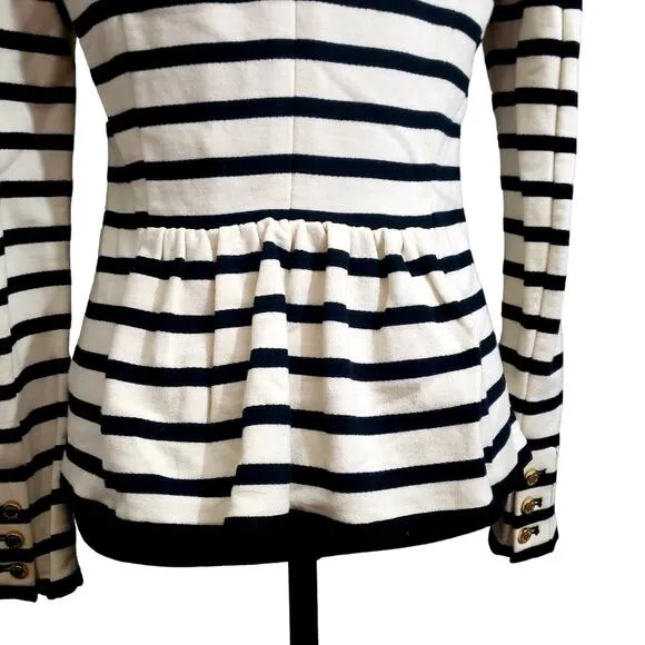 JUICY COUTURE Women's Ponte Striped Nautical Fitted Blazer Black/Cream size M