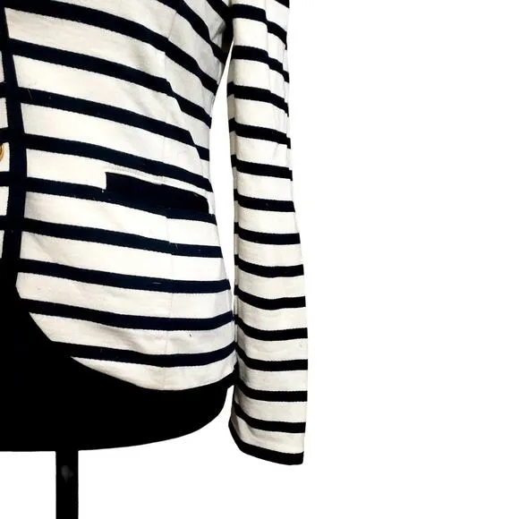 JUICY COUTURE Women's Ponte Striped Nautical Fitted Blazer Black/Cream size M