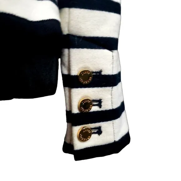 JUICY COUTURE Women's Ponte Striped Nautical Fitted Blazer Black/Cream size M