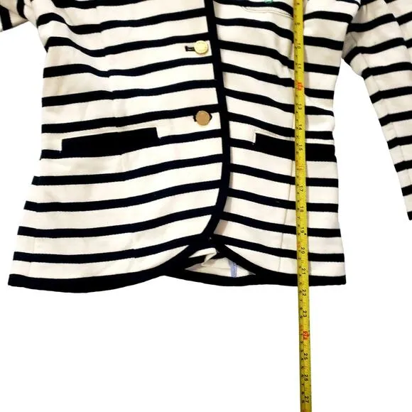 JUICY COUTURE Women's Ponte Striped Nautical Fitted Blazer Black/Cream size M