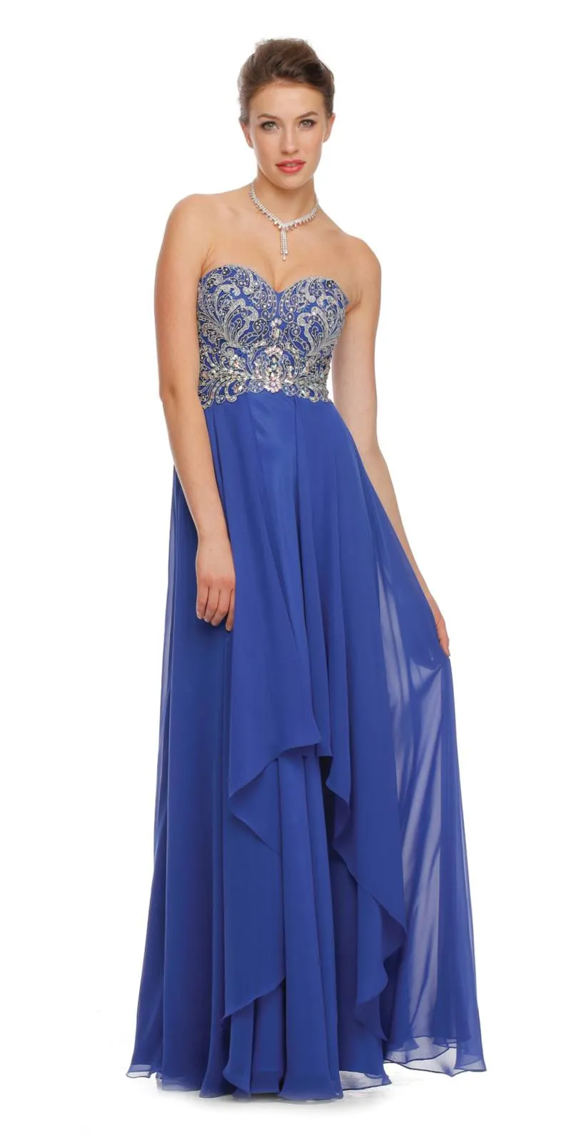 Juliet 553 Layered Strapless Sweetheart Neckline Prom Dress