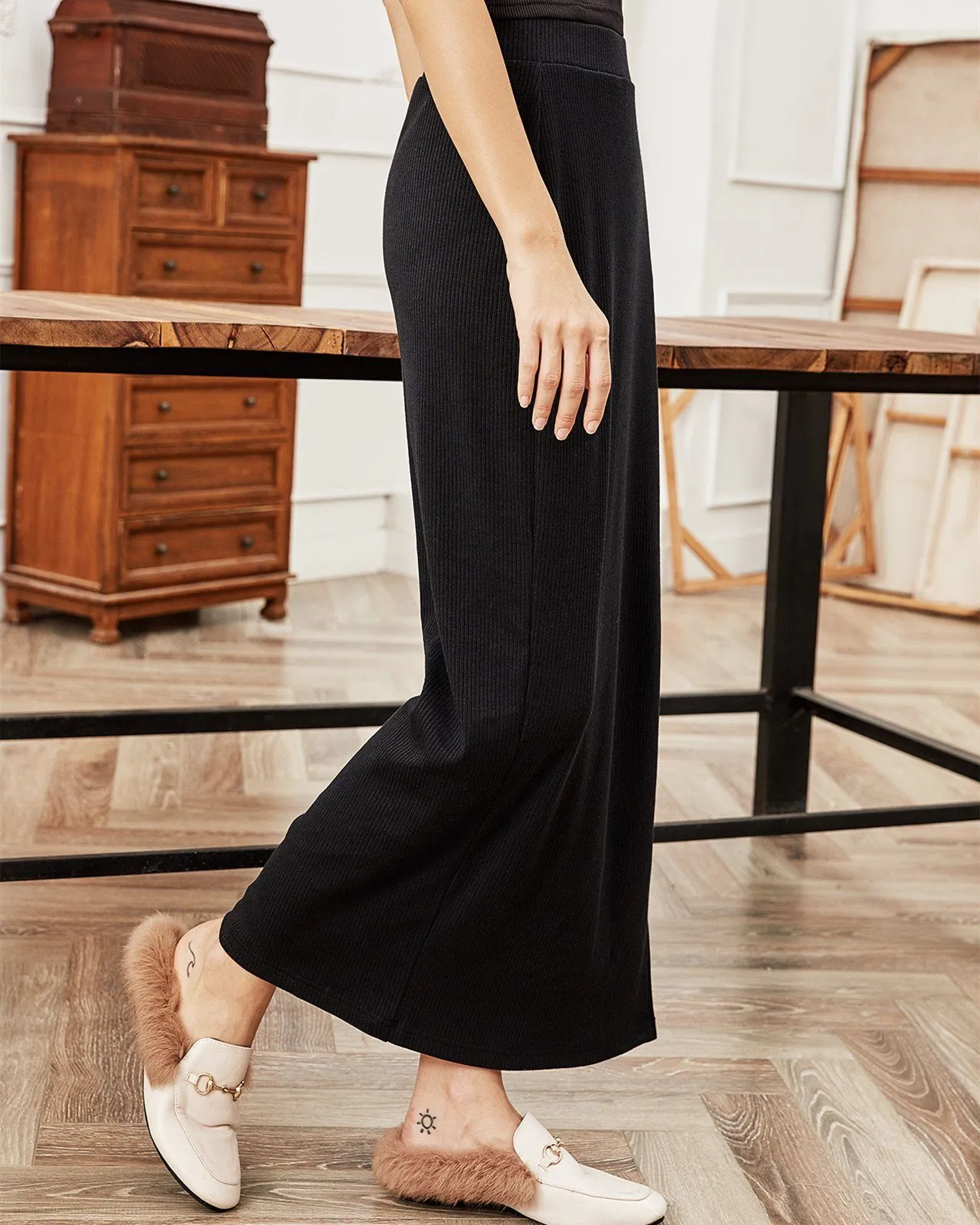 Just Go Away High Waist Side Slit Midi Skirt