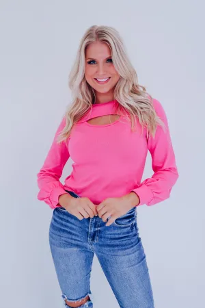 Kait Cut Out Long Sleeve Top - Pink