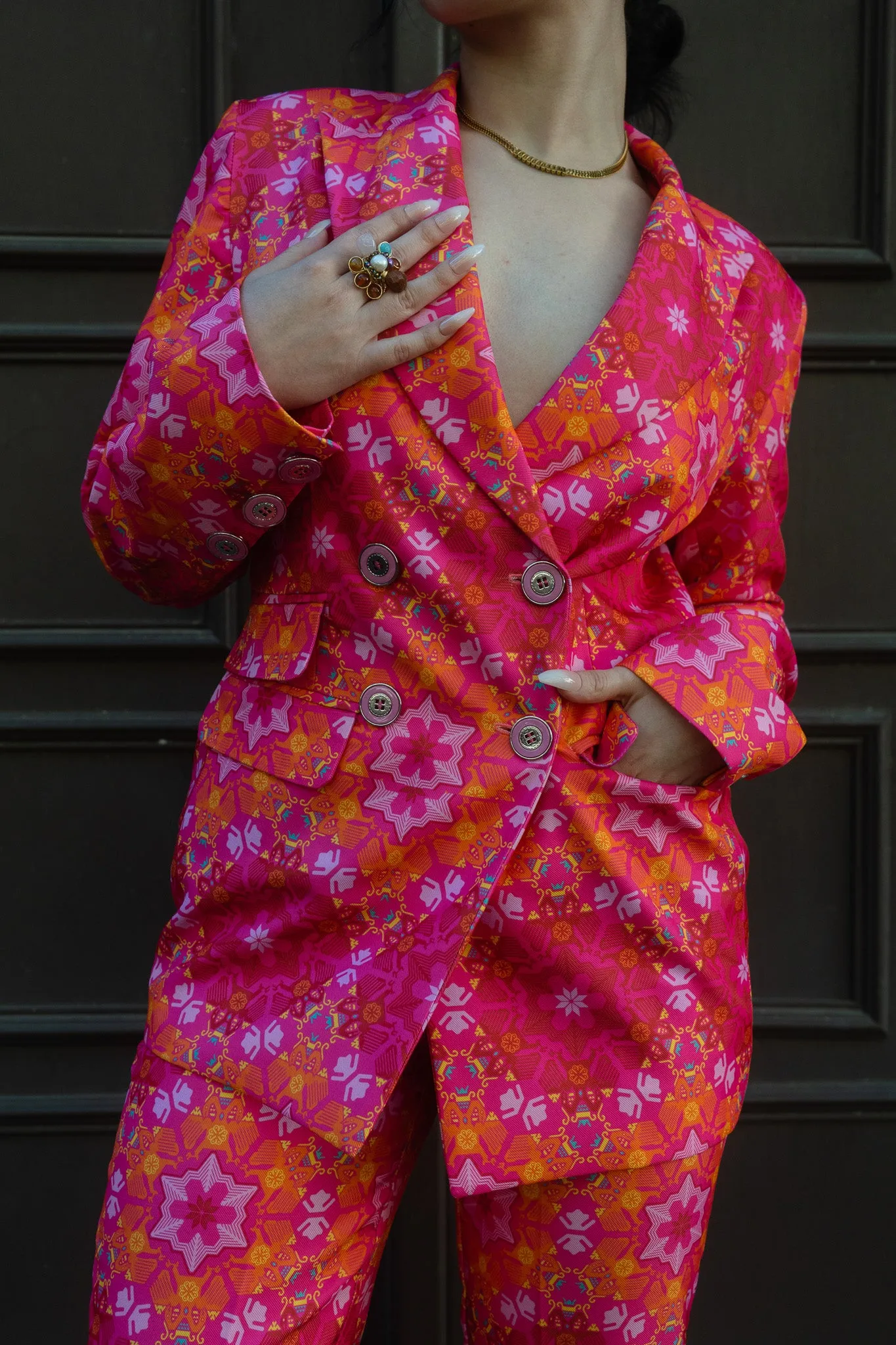 Kaleidoscope Double-Breasted Suit Blazer