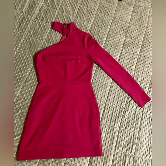 Keep It Interesting Magenta Asymmetrical Cutout Mini Dress