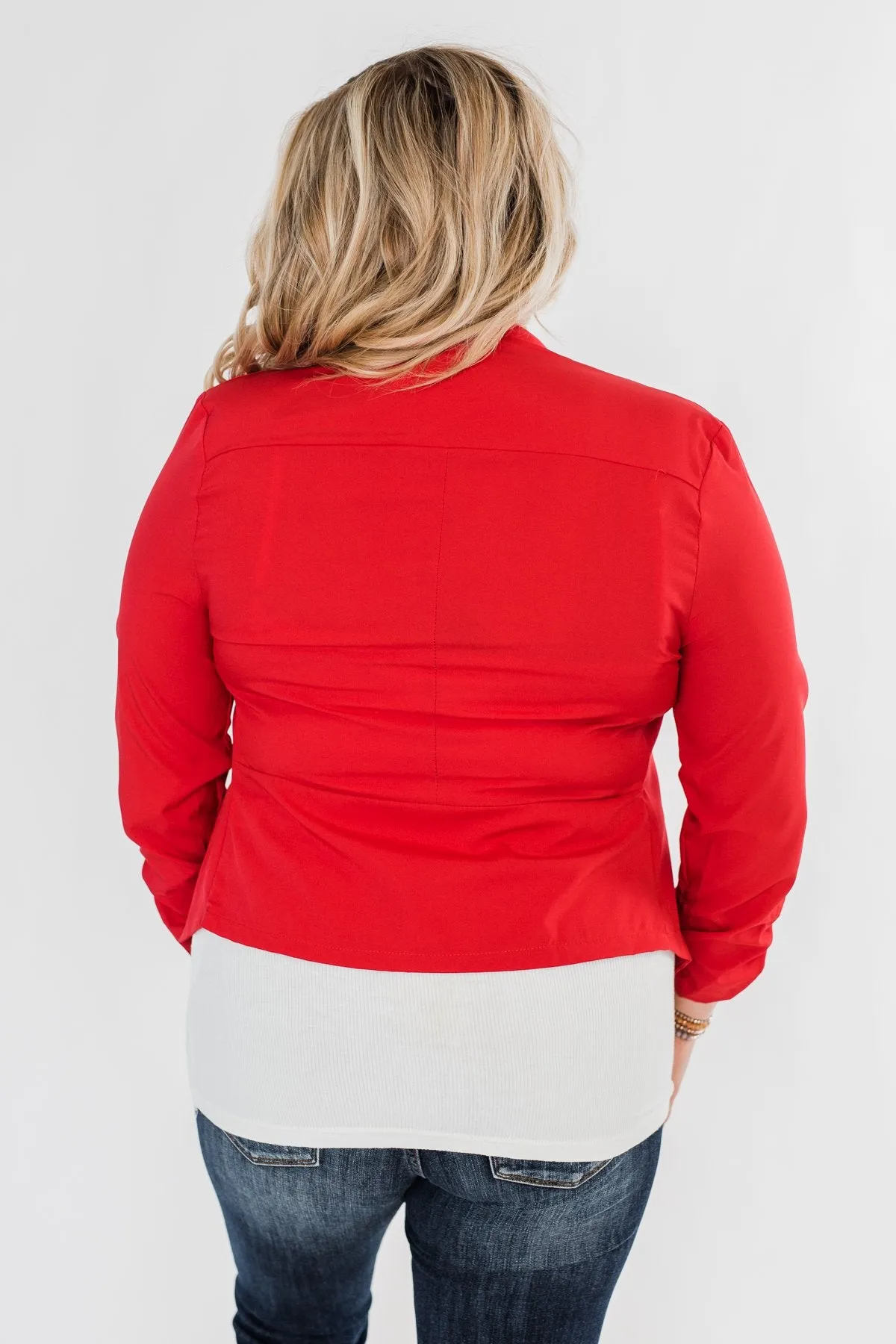 Keep It Professional Blazer- Cherry Red