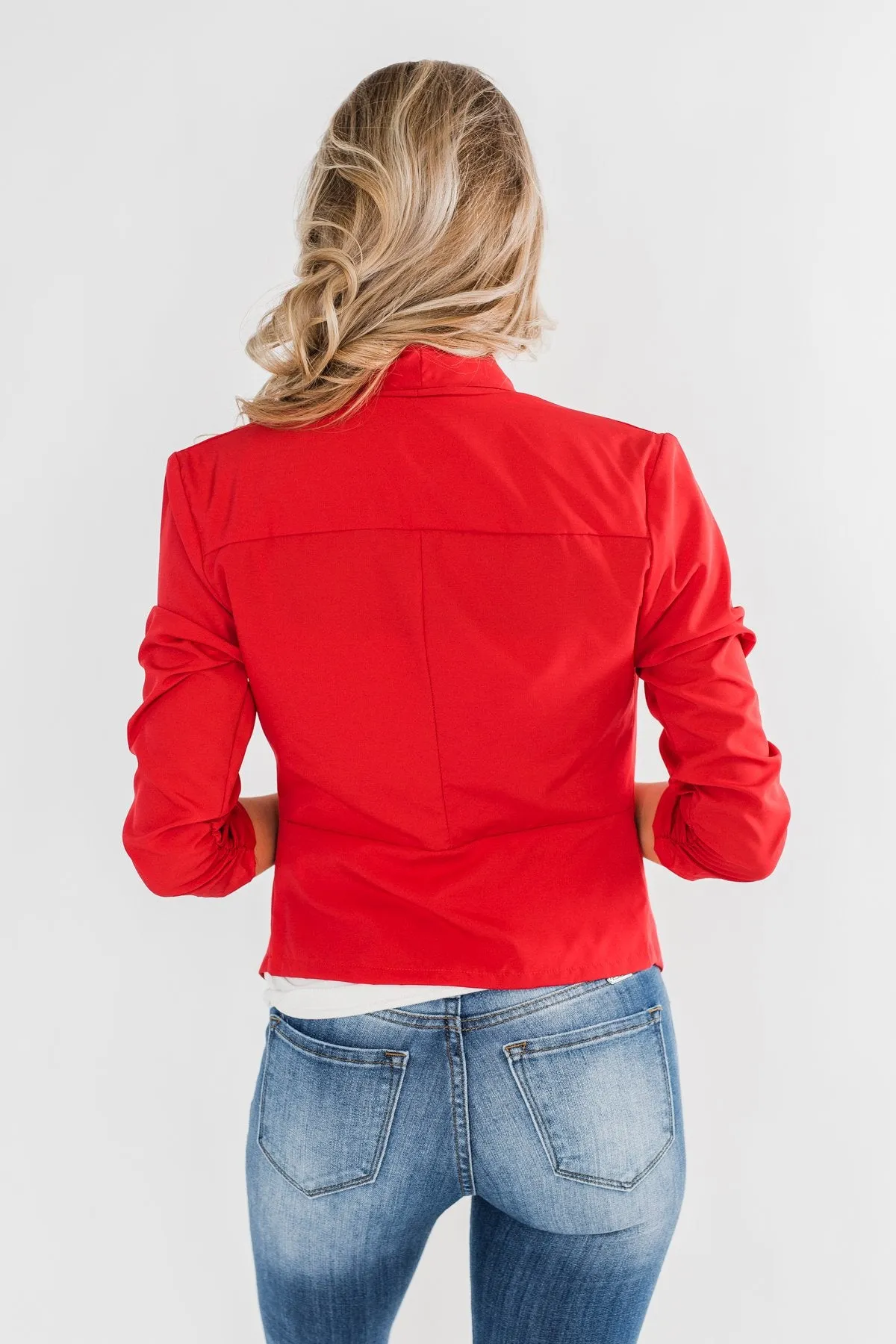 Keep It Professional Blazer- Cherry Red