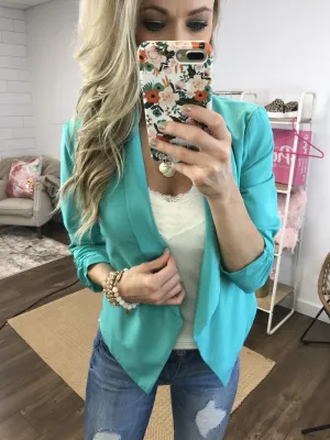 Keep It Professional Blazer- Deep Mint