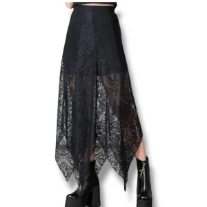 Killstar Black Maxi Skirt with Asymmetrical Hem for Cocktail