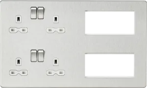 Knightsbridge SFR298BCW Screwless Combination Plate - Brushed Chrome   White Insert