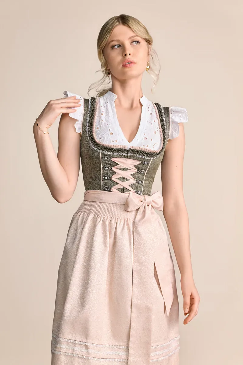 Kruger Midi Dirndl 2pcs. 60cm "Elowen" green (36)