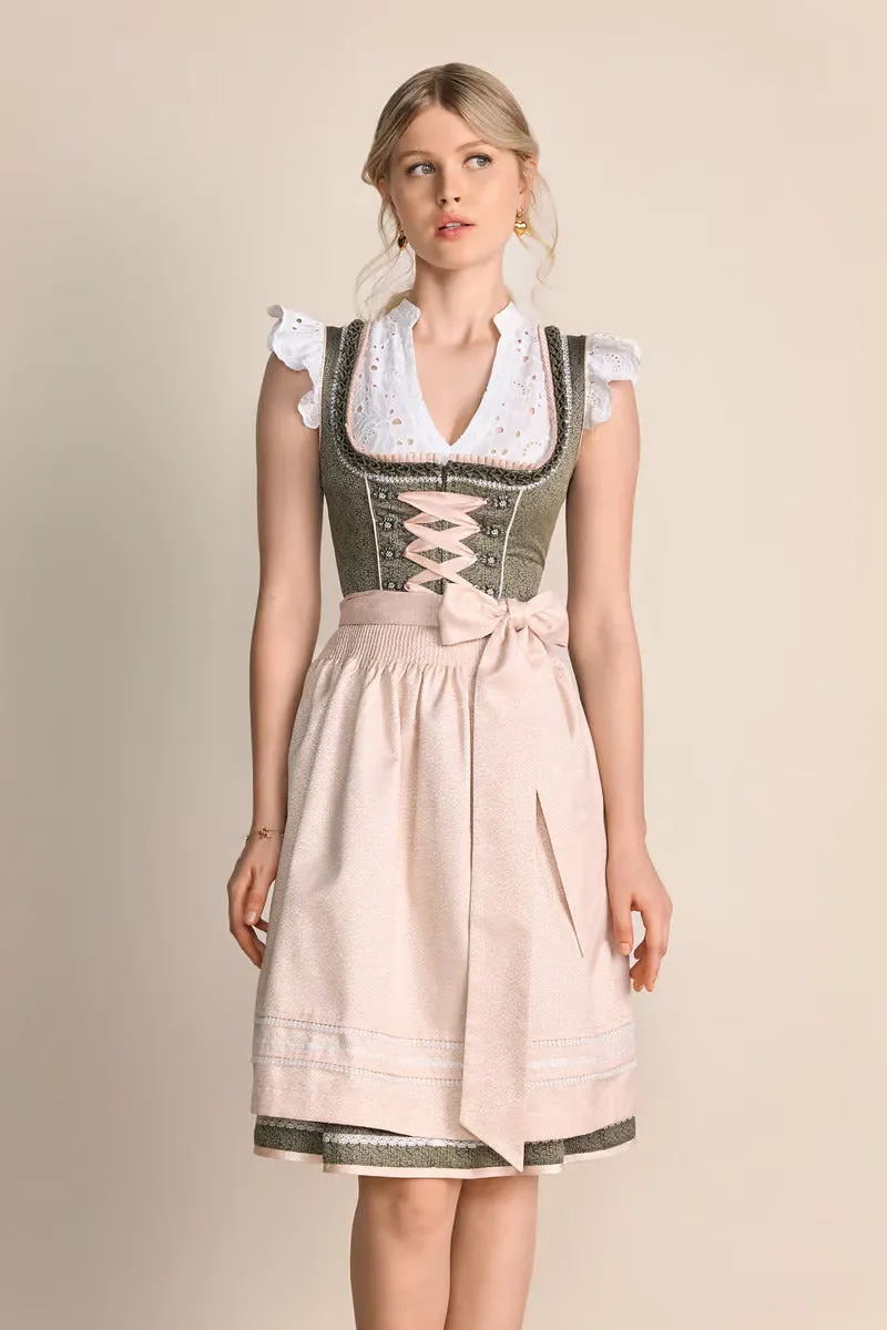 Kruger Midi Dirndl 2pcs. 60cm "Elowen" green (36)