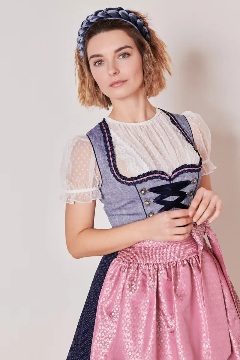 Kruger Mini Dirndl 2pcs. 60cm "Skylar" blue