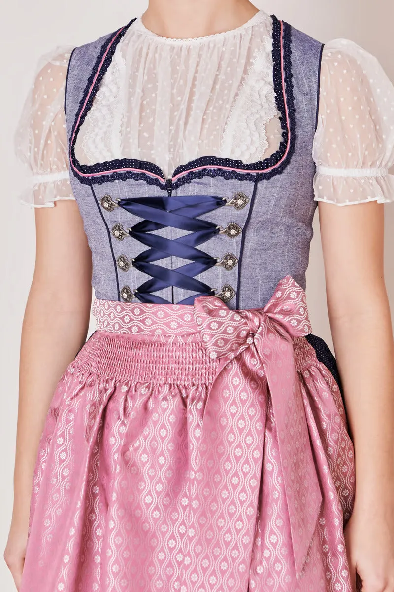 Kruger Mini Dirndl 2pcs. 60cm "Skylar" blue