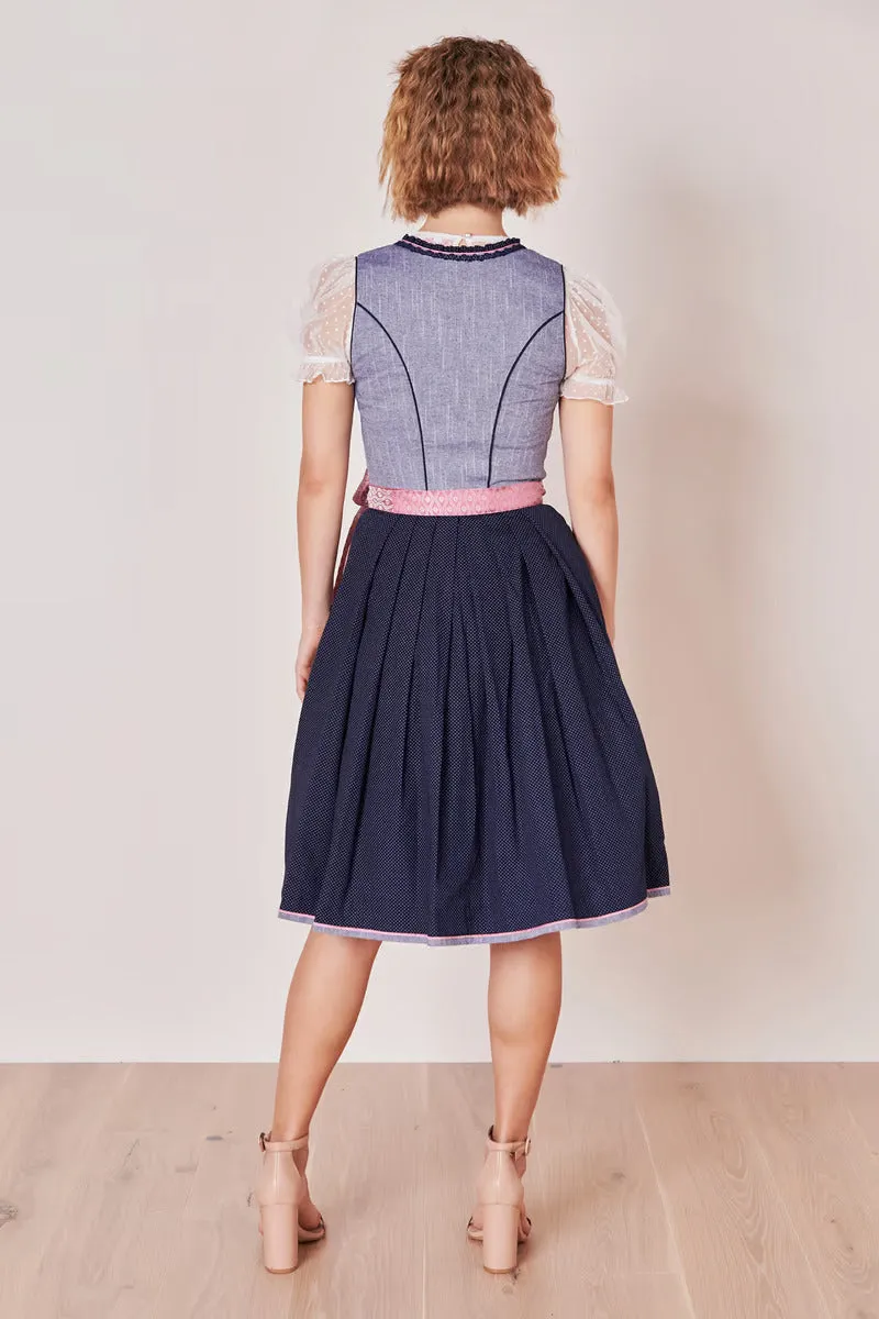 Kruger Mini Dirndl 2pcs. 60cm "Skylar" blue