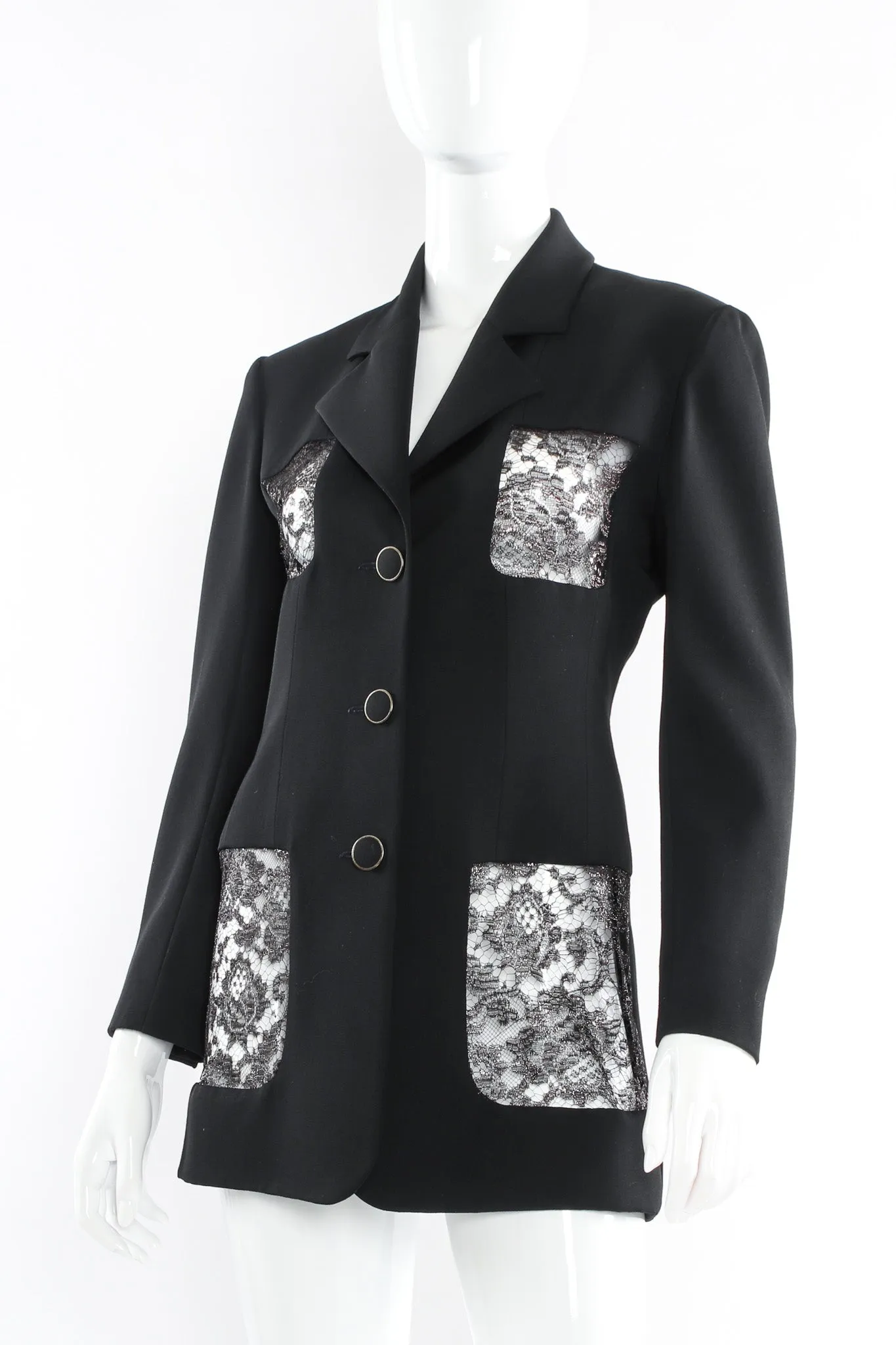 Lace Panel Wool Blazer