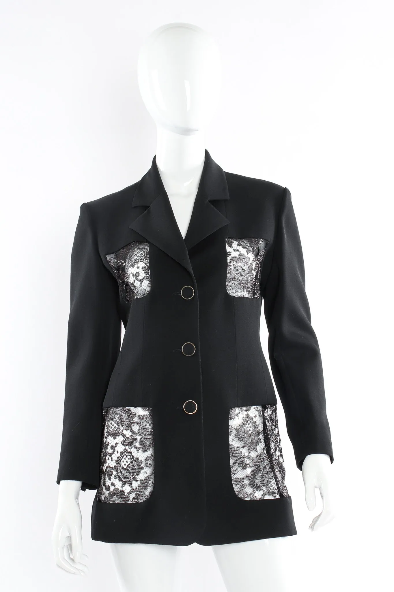 Lace Panel Wool Blazer