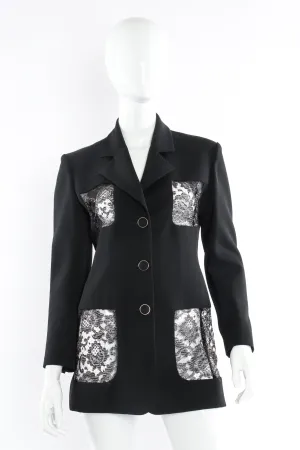 Lace Panel Wool Blazer