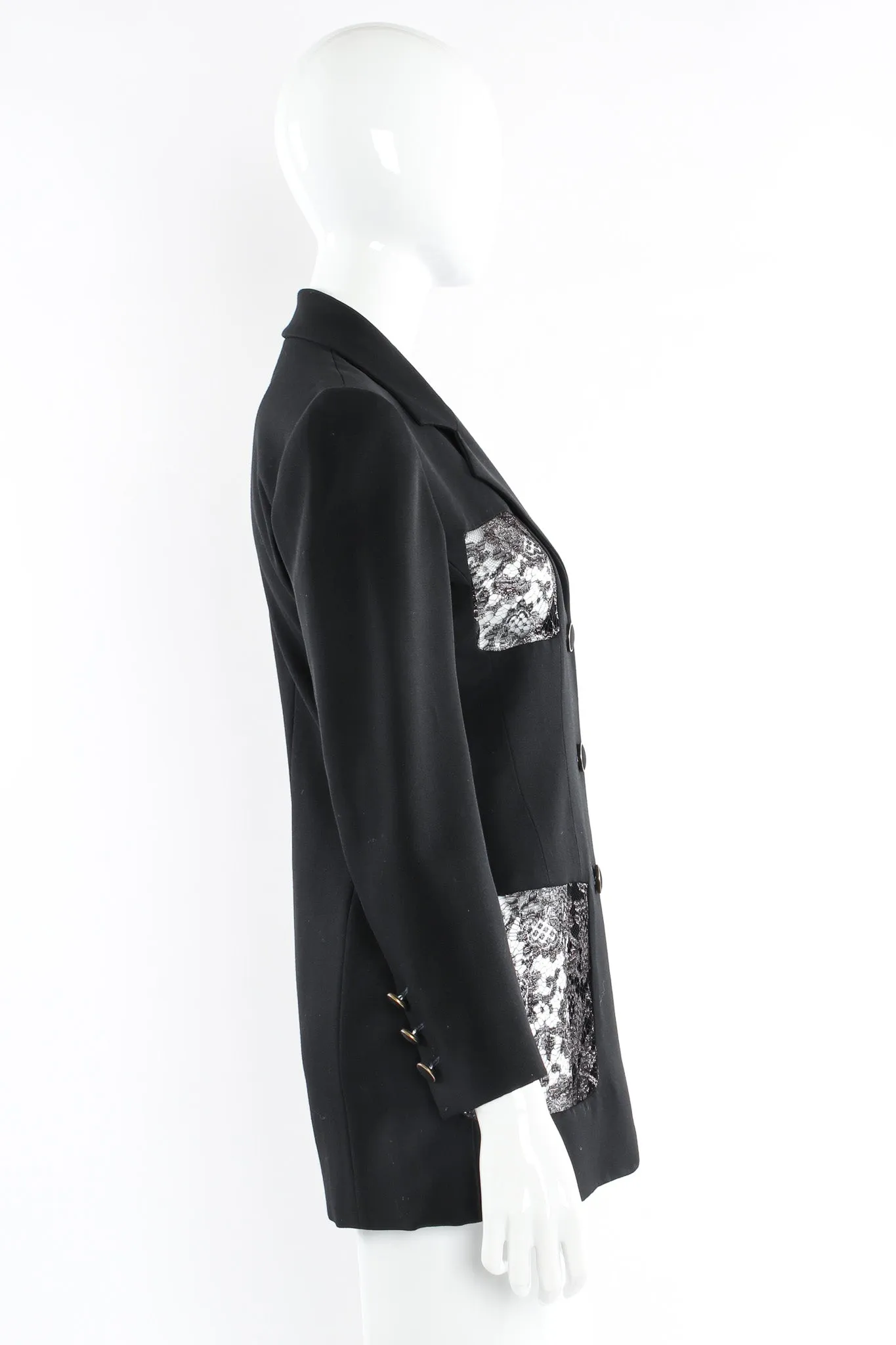 Lace Panel Wool Blazer