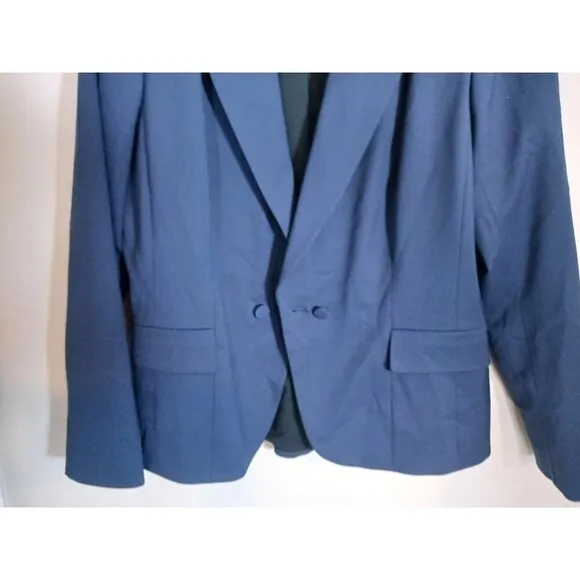 Lafayette 148 Wool Blend Career Preppy Business Navy Women's Blazer Size 12