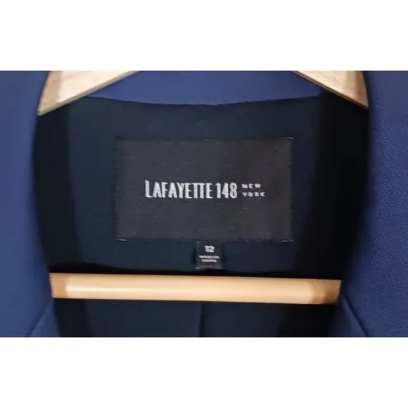 Lafayette 148 Wool Blend Career Preppy Business Navy Women's Blazer Size 12