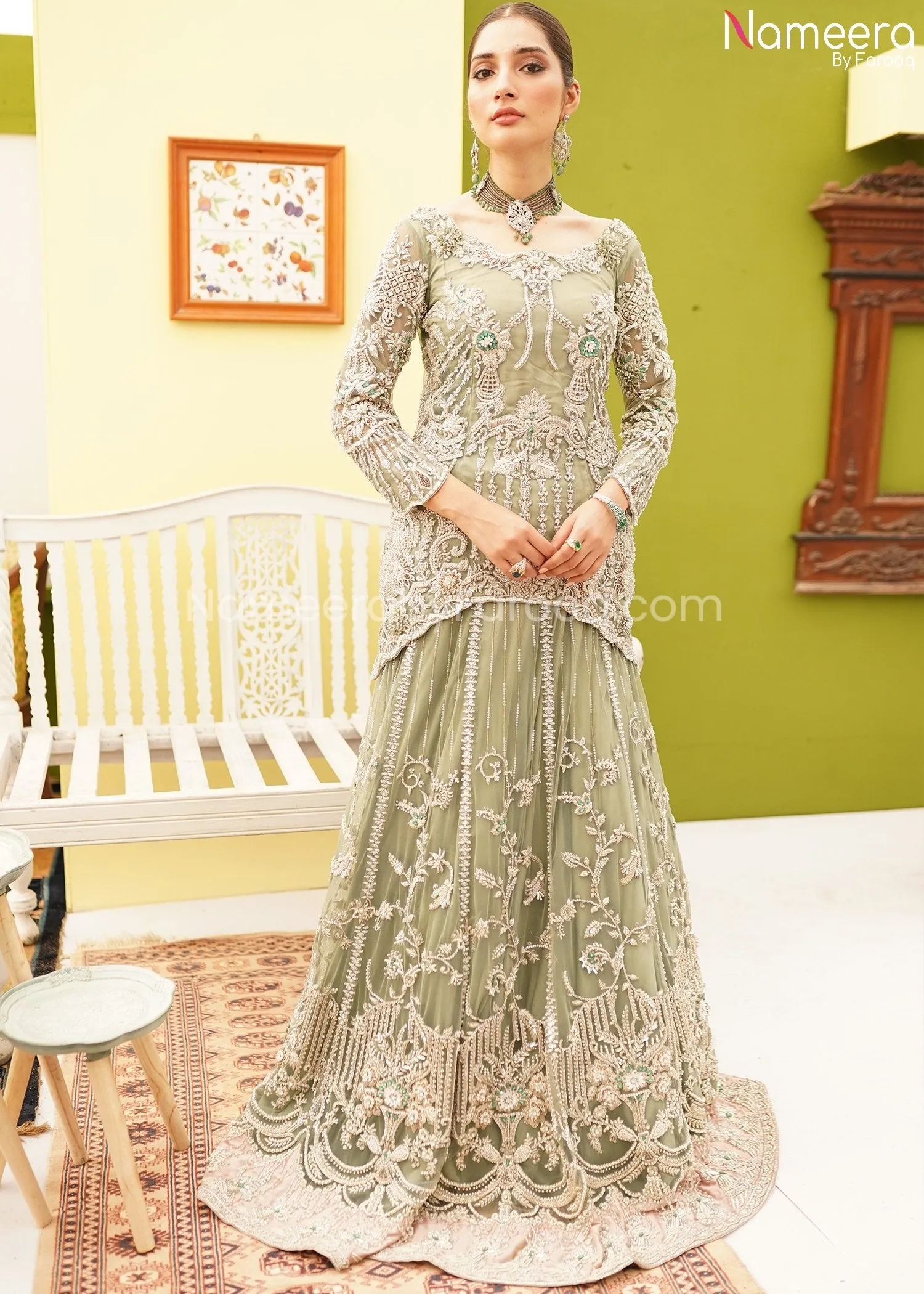 Latest Designer Bridal Lehenga with Short Peplum #BR128