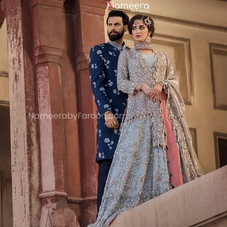 Latest Pakistani Bridal Dress in Blue Online #BS88